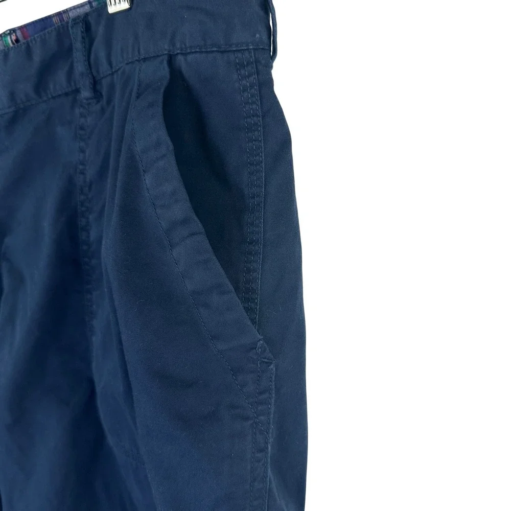 Polo Ralph Lauren Reversible Shorts Mens 35 Navy Blue Madras Plaid Cotton
